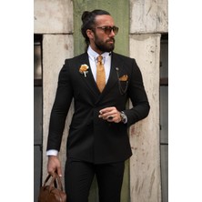 Sardınelli Çizgi Detay Slim Fit Kruvaze Takım Elbise