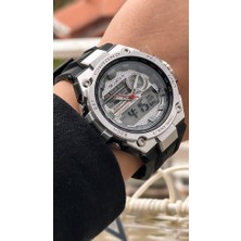 Jaga Siyah Silikon Kordon,su Geçirmez (Havuz, Deniz Kullanımına Uygun) Analog+Dijital Kol Saati