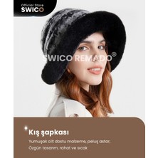 Swico Remado Kadın Kış Peluş Kova Şapka - Siyah/beyaz  (Yurt Dışından)