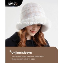 Swico Remado Kadın Kış Peluş Kova Şapka - Siyah/beyaz  (Yurt Dışından)