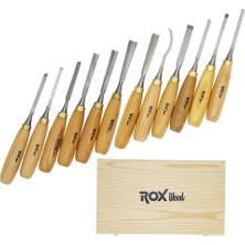 ROX Wood 15399097 Ahşap Oyma Iskarpela Seti 12 Parça Ahşap Kutulu