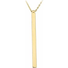 Gökdeniz 925 925 Ayar Gümüş Kişiye Özel Gold Çubuk Unisex Kolye