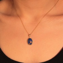 Adil Idil Kuyumculuk Bombeli Işlemeli Mavi Renkli Kolye Ucu