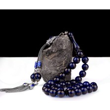 Tesbih Sepetim Gümüş Mine Püsküllü Mavi Renk Ateş Kehribar Tesbih