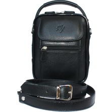 MÇ Deri Erkek El ve Omuz Askılı Deri Çanta Hakiki Dana Derisi Siyah