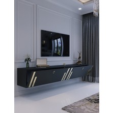 Myniture Home & Living Duvara Monte Tv Sehpası Antrasit Gold G6300-4