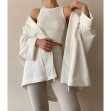 Kinua Studio - Yumuşak Dokulu Kapitone Kalın Ovre Kimono - Unisex