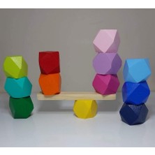 Erc Wood Blocks Ahşap Denge Blokları Montessori Waldorf Eğitimi 12'li Set