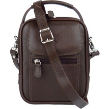 MÇ Deri Erkek El ve Omuz Askılı Deri Çanta Hakiki Dana Derisi Kahverengi