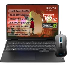 Lenovo Ideapad Gaming 3 82SC0062TX Amd Ryzen5 6600H 16(2X8GB) 512GB SSD Rtx 3050TI 4gd6 16" Wuxga IPS Freedos Dizüstü Bilgisayar