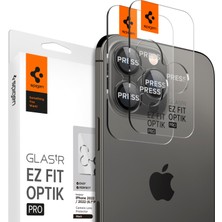Spigen Apple iPhone 14 Pro / iPhone 14 Pro Max Kamera Lens Camı Koruyucu Glas.tR EZ Fit Optik Pro (2 Adet) Black - AGL05205