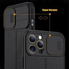 Case Street Apple iPhone 14 Pro Max Kılıf Kamera Sürgülü Deri Dokulu Mat Silikon+Nano Mor