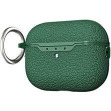 Smcase Apple Airpods Pro 2 Kılıf Deri Görünüm Silikon A03 Koyu Yeşil