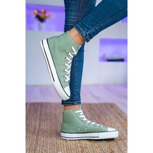 Ymn Unisex Bilekli Günlük Yeşil Keten Kadın Erkek Spor Sneaker Ayakkabı