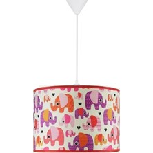 Şenay Aydınlatma Çocuk Odası Silindir Kumaş Sarkıt Avize-Kırmızı Fil
