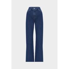 AÇELYAOKCU Yüksek Bel Straight Leg Mid Mavi Jean Pantolon