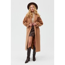 AÇELYAOKCU Yüksek Bel Fleto Cep Detaylı Vegan Deri Etek