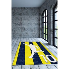 Homshtag Efsane 10 Sarı Lacivert Pamuklu Dokuma Tabanlı Yıkanabilir Kaymaz Futbol Sever Halısı