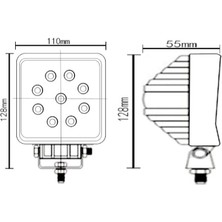 Ceray LED Kare Çalışma Lambası 9 Ledli