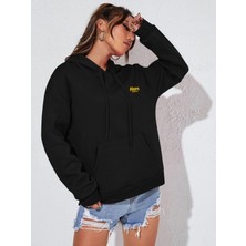 DAXİS Sportwear Company Daxis Sportwear Company Erkek Oversize Baskılı Kapüşonlu Siyah Sweatshirt Uzun Kol Özellikli