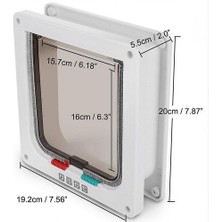 HaiTun 4 Yönlü Kilitli Orta Kedi Flep Kapısı, Manyetik Evcil Kapı Kiti Beyaz (Yurt Dışından)
