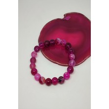 Bade Accessories 8 mm Pembe Akik Doğaltaş Bileklik