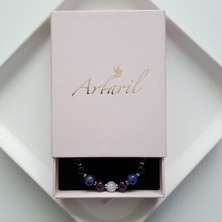 Artaril Olumlu Düşünce Altın Kaplama Doğal Taş Ayarlanabilir Bileklik Obsidiyen Akik Lapis Akuamarin Ametist 8mm