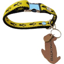 Balkonda Köpek boyun tasması kolye sarı siyah patili kolon genişlik:1,5cm kalınlık:2mm boyun ölçüsü:20-40cm ayarlamalı dog collar T3-5