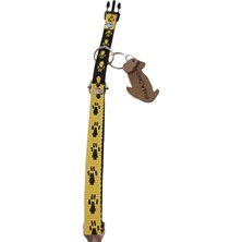 Balkonda Köpek boyun tasması kolye sarı siyah patili kolon genişlik:1,5cm kalınlık:2mm boyun ölçüsü:20-40cm ayarlamalı dog collar T3-5