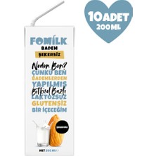 Fomilk Badem Sütü 200 Ml X10 Glutensiz Bitkisel Bazlı Laktozsuz Vegan Şekersiz