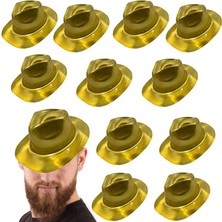 Pandoli Altın Renk Kovboy Tarz Plastik Parti Şapkası Yetişkin 12 Adet