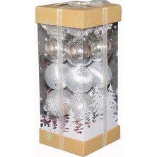Pandoli Gümüş Renk Kutulu Yılbaşı Ağaç Süsü 20 Adet