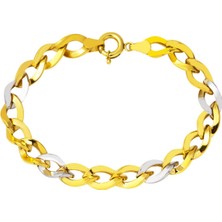 Bilezikci 2 Renkli Halkalı Altın Bileklik