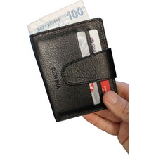 Rewina 9055 Hakiki Gercek Deri Küçükboy Ince  Çıtçıtlı Erkek - Bayan Cüzdan & Kartlık