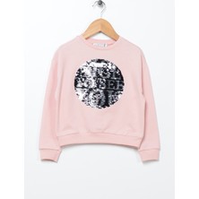 Limon Baskili Kız Çocuk Pembe Sweatshirt Cal Girl