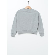 Limon Baskili Kız Çocuk Gri Melanj Sweatshirt Cal Girl