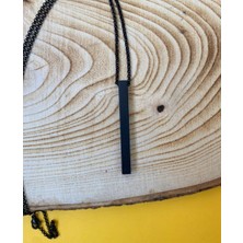 Paytak Moda Çubuk Siyah Renk Unisex Cerrahi Çelik Kolye PYTKKT0058