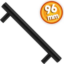 Badem10 Gül Boylu (96 mm - 9.6 cm) Metal Mat Siyah Mobilya Mutfak Çekmece Dolap Dolabı Kapak Kulpu Kulbu Kulpları