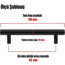 Badem10 Gül Boylu (96 mm - 9.6 cm) Metal Mat Siyah Mobilya Mutfak Çekmece Dolap Dolabı Kapak Kulpu Kulbu Kulpları