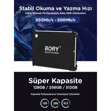 128 GB Bory Sata3 R500-C128G SSD 550/500 Mbs (3 Yıl Garantili)