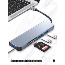 Hobimtek USB C Hub 5 In 1 Alüminyum Type C Hub Multiport Adaptör Sd Tf Kart Okuyucu 5 Port Type C Çevirici Adaptör