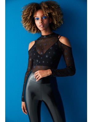 Penti Siyah Balensiz Parlak Yıldızlı Bodysuit
