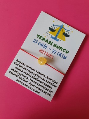 Gümüştel El Sanatları Terazi Burcu Sitrin Doğal Taşlı Ip Burç Bilekliği
