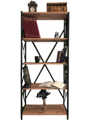 Sadeceonda Kitaplık Beş Raflı Ceviz