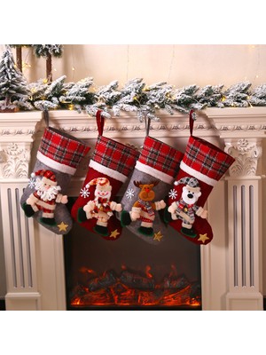 Cloud 4pcs Noel Çorapları Noel Baba Santa Snowman Geyik Şeker Çantaları Noel Ağacı Odası Yerel Parti Dekorasyon (Yurt Dışından)