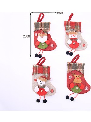 Cloud 4pcs Noel Çorapları Yeni 3D Santa Santa Snowman Elk Bear Candy Hediye Çantası Noel Ağacı Kolye Noel Dekorasyon (Yurt Dışından)