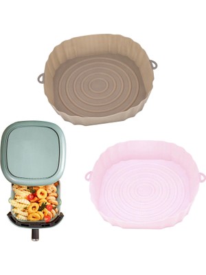 Zigver Xiomi Uyumlu 2 Adet Hava Fritöz Silikon Sepet Silikon Kalıp Airfryer Fırın Pişirme Tepsisi Pizza Kızarmış Tavuk Sepeti Kullanımlık Pan Liner Aksesuarları