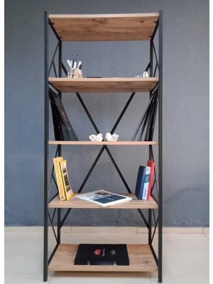 Tegemshop 5 Raflı Kitaplık Çok Amaçlı Ceviz Renk