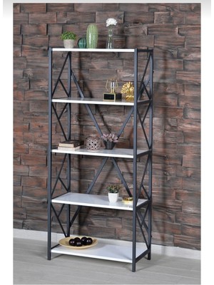 Tegemshop 5 Raflı Kitaplık Çok Amaçlı Beyaz Renk
