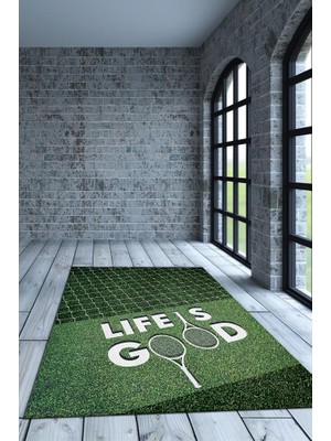 Homshtag Hayat Tenisle Güzel Pamuklu Dokuma Tabanlı Yıkanabilir Kaymaz Dekoratif Tenis Sever Halısı